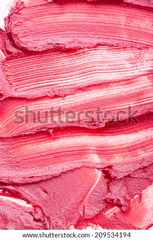 Texture of pink lipstick