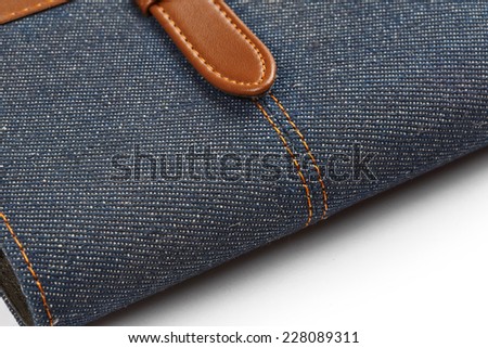 Jeans notebook isolated on white background