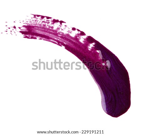 Stroke of purple nail polish isolated on white background