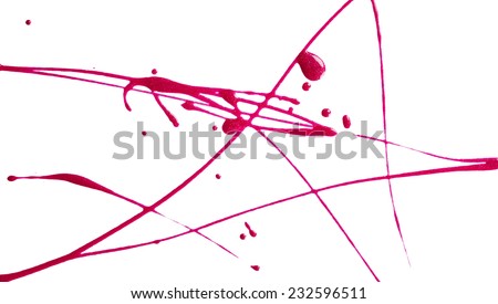 Splash of pink nail polish isolated on white background