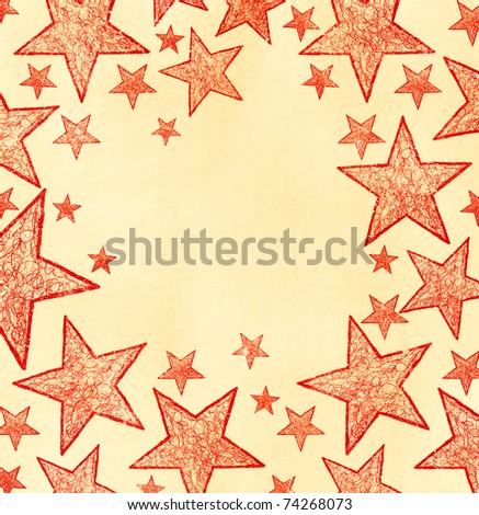 Naive art stars background with place for text
