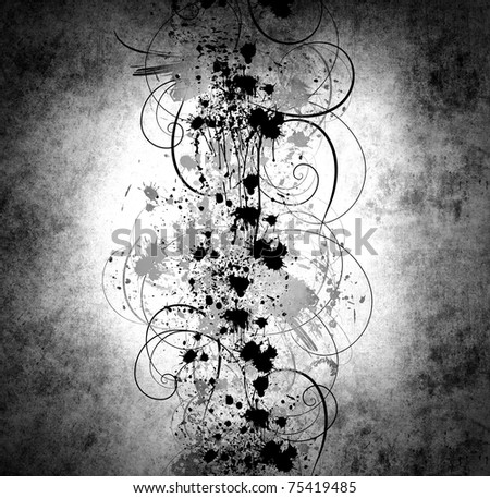 stock photo Vintage black and white floral background