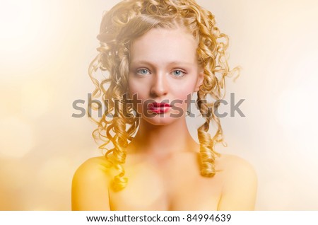 Beauty blonde with curls