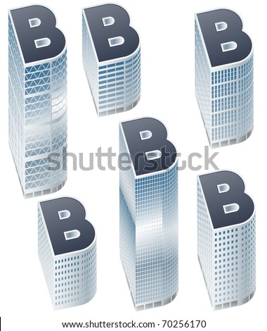 Set Of Buildings In Form Of Alphabet. Letter B Stock Vector ...