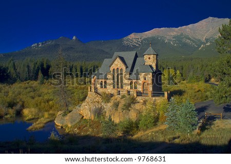 Saint Catherine of Siena Chapel at the St. Malo Retreat Center oustide of Estes Park, Colorado seems like it is out of a fairy tale as Mt. Meeker stands in the background