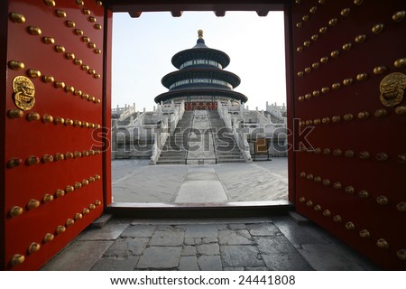 Old gate opening in The Temple of Heaven