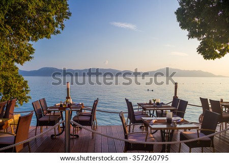 Restaurant on the beach with a view of the Adriatic sea