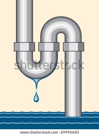 Leaking Pipe is an illustration of a leaking pipe dripping and filling a room with water. Three color art can be easily edited or separated for print or screen print.