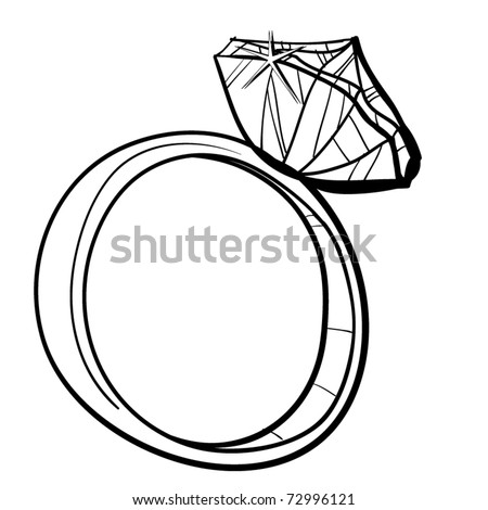 diamond ring drawing. A children#39;s sketch. Ring