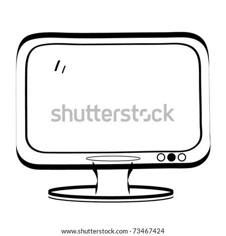 The Vintage Tv. A Children'S Sketch Of The Monitor Stock Vector