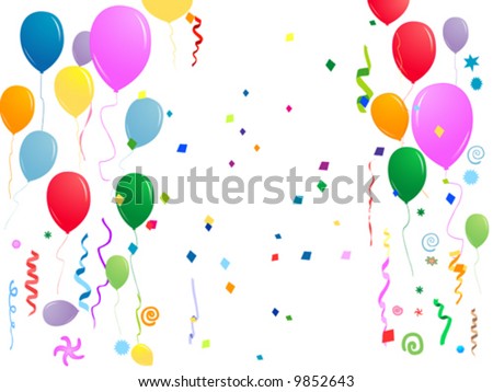 clip art balloons and confetti. alloons, confetti,