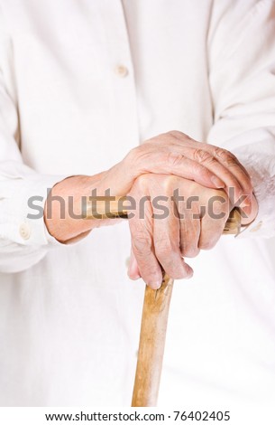 hand of an old man in white, with isolated background