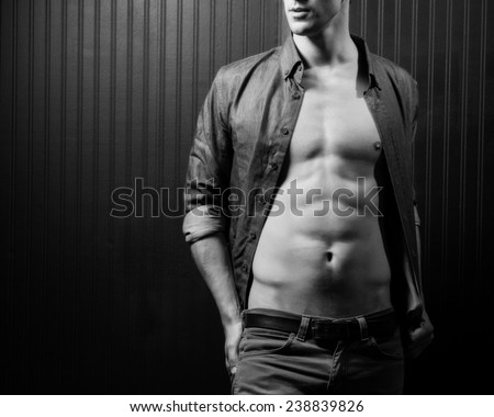 Young Shirtless Caucasian Man With Athletic Body