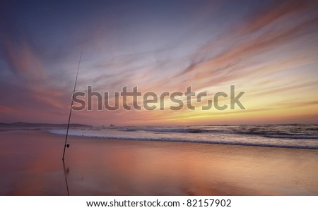 Nice colors at sunset and a fishing rod