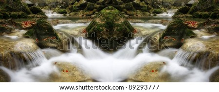 Nice work of waterfalls river