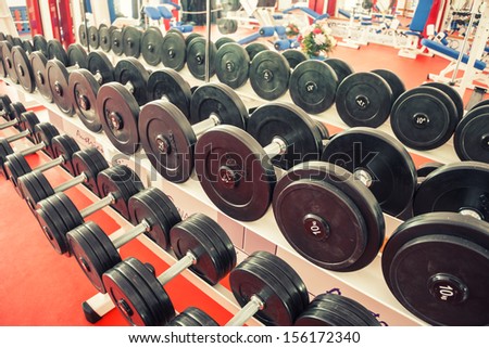 Weights in a gym room