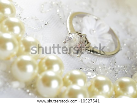 stock photo Nice wedding background wedding dress fabric with pearls and