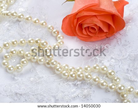 stock photo Nice wedding background wedding dress fabric with pearls 