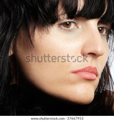 Beautiful clean cosmetics woman close up portrait