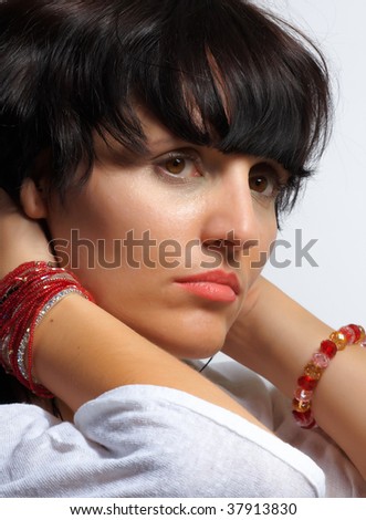 Beautiful clean cosmetics woman close up portrait