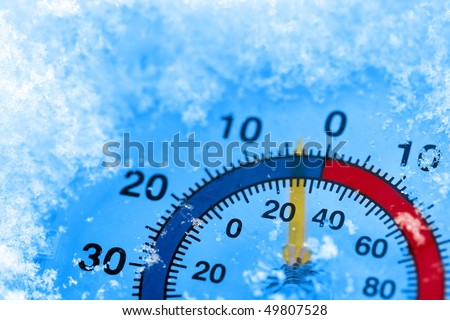 Thermometer showing winter cold