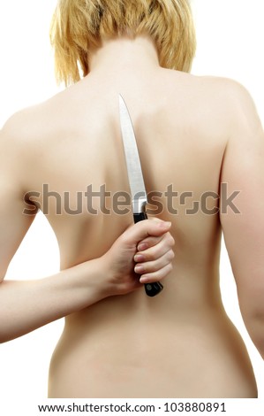 bare woman back with knife