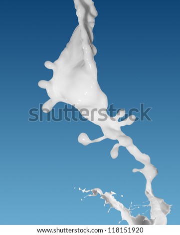 milk splash on the blue surface