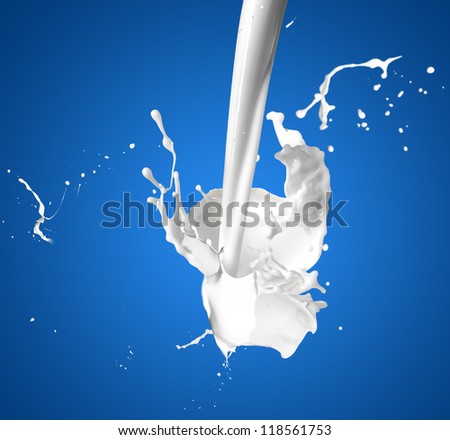 milk splash on the blue surface