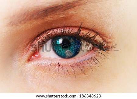 female eye closeup with the globe