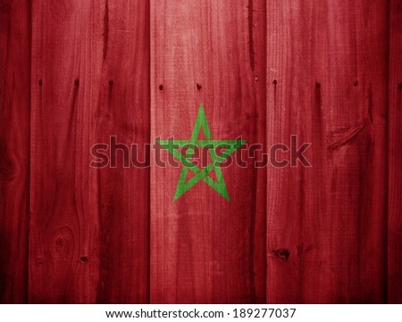 Morocco flag painted on wooden fence