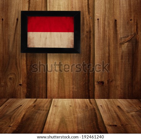 wooden  texture with picture and Indonesia flag