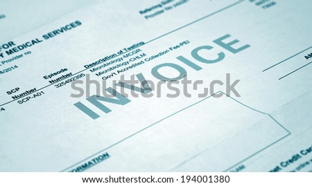 health cover  benefits invoice closeup