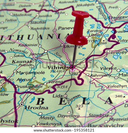 Vilnius  in the map with pin