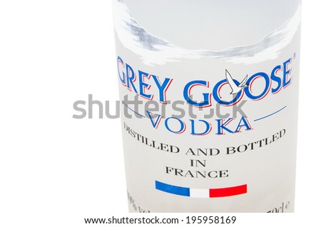 MELBOURNE, AUSTRALIA - APRIL 6,2014: Grey Goose vodka bottle...Grey Goose is a premium vodka brand produced in France