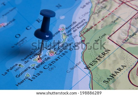 Tenerife in the map with pin