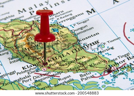 Kuala Lumpur  in the map with pin