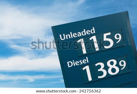 petrol prices on the fuel station