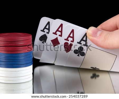 gambling concept,cards with chips