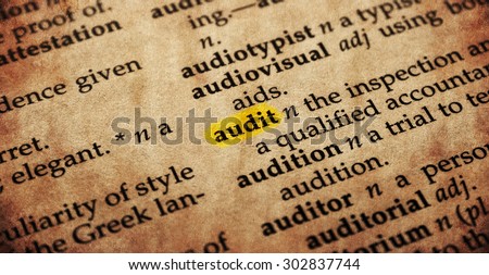 Audit word in old textured dictionary