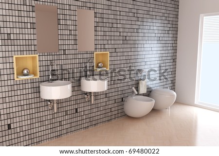 The 3d rendering indoor contemporary toilet