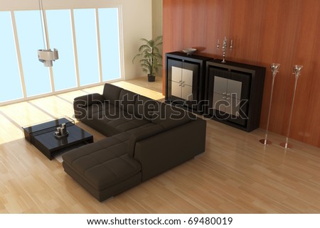 The 3d rendering indoor contemporary sitting room