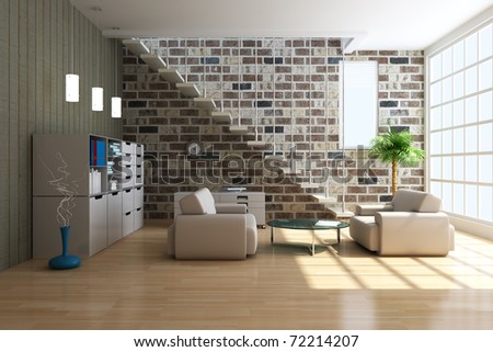 The 3d rendering indoor sitting room