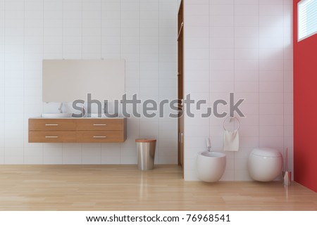 3d indoor toilet rendering