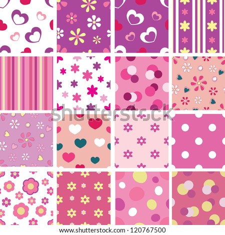 set of seamless patterns for kid girls set of seamless patterns for kid girls