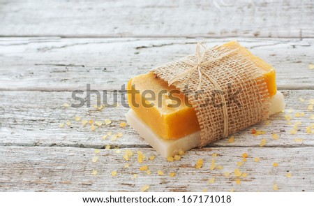 Spa Handmade Honey Soap over natural background