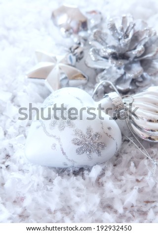 Silver Christmas background with toys and bump