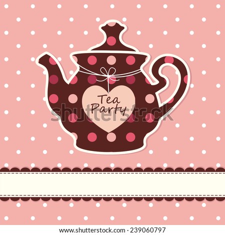 Pink cute background with teapot