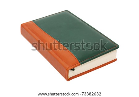 closed notebook on white background