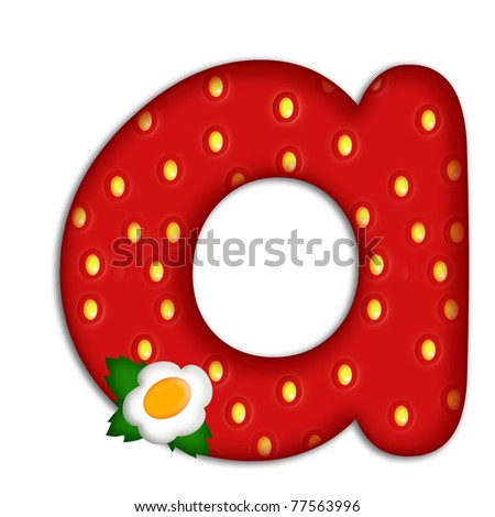 stock photo : strawberry letter A over white