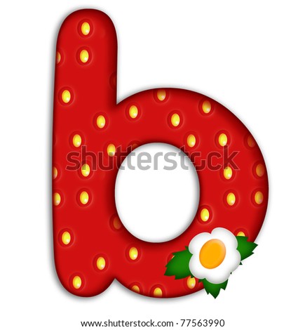 stock photo : strawberry letter B over white